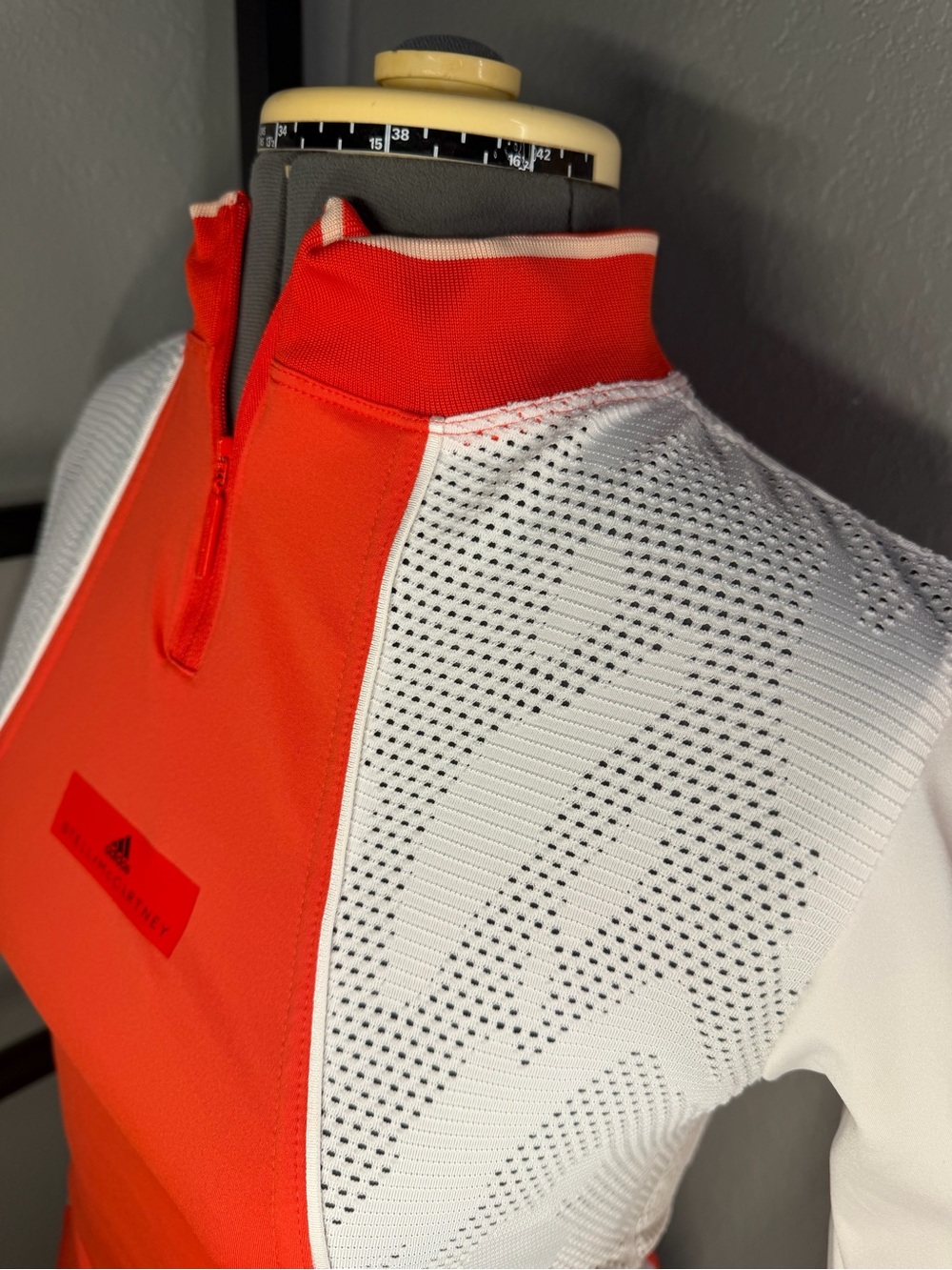 adidas Stella McCartney Orange and White Half-Zip Athletic Top Womens MED - Picture 2 of 6